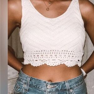 Hollister Cream Knit Tank  Crochet Top